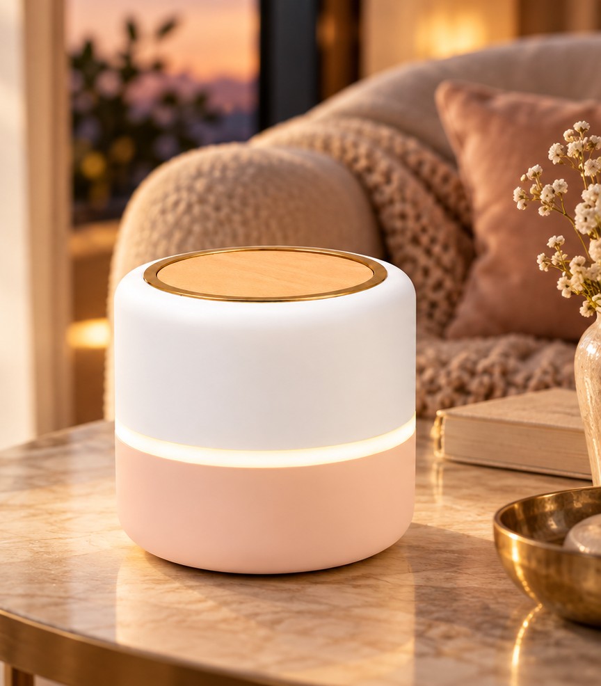 BIU SONA in Peach on a marble side table